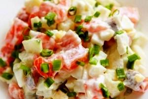 Salad with salted chum salmon recipe